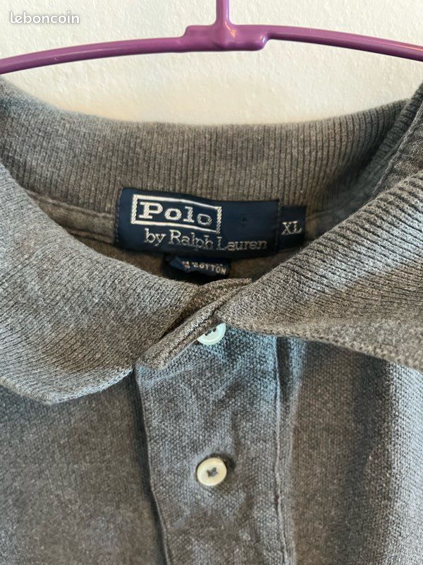 Polo Ralph Lauren gris unis taille XL en très bon état (image 5)