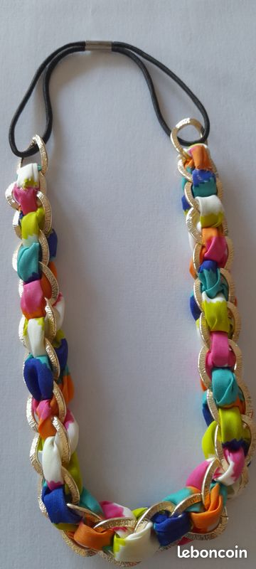 Serre tête " vintage" multicolore - Etat neuf - tissus et métal (image 5)