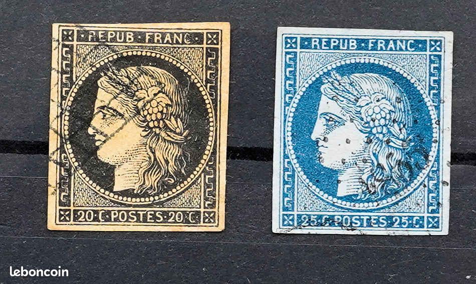 1849-1850 Cérès - France 1849, 25 c bleu obliteré, cancelled