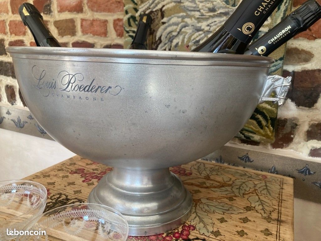 Seau à Champagne Ancien Louis Roederer, émaillé Argenté Art Déco, Made In France