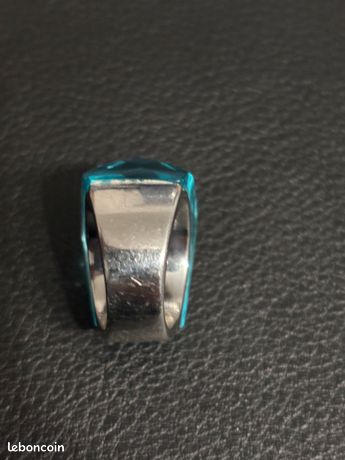Bague Ancienne Argent 925 Avec Pierre Turquoise Taille 54 - Occasion