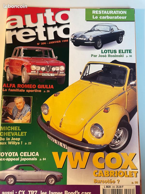 Revue Auto Rétro n°206 JANVIER 1998 (image 1)
