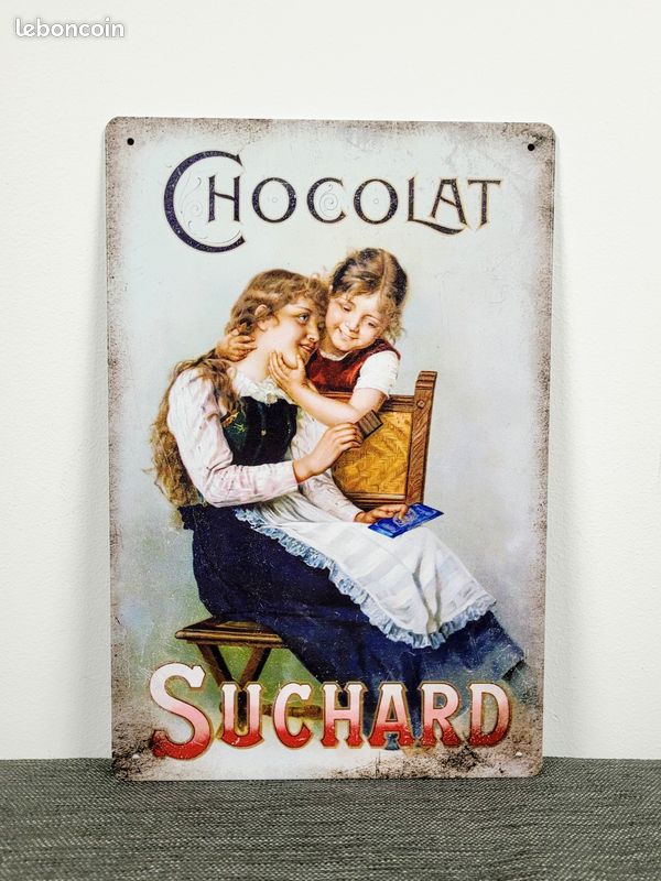 Plaque métal publicitaire 30x40 cm plate : LES 3 FILLES SUCHARD