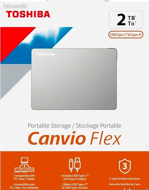 Toshiba Canvio Flex 2to Technologie Rapide Tout Neuf Prix Intéressé (image 1)