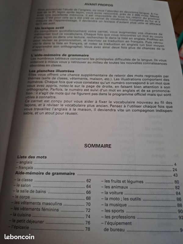 Carnet de vocabulaire Anglais 4ème/3ème Hachette MC Bomont (image 2)