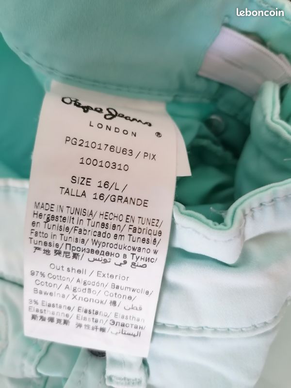 Pantalon vert pâle Pépé Jeans 16 ans (image 2)