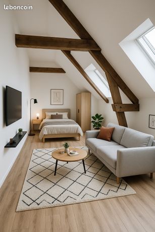Studio meublé avec espace chambre, salon, cuisine équipée