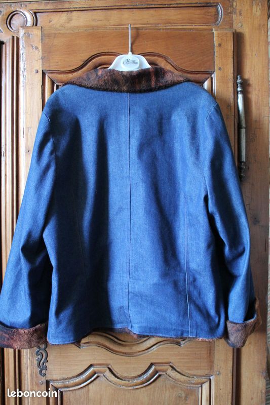 Veste en jean doublee fausse fourrure t40 (image 2)