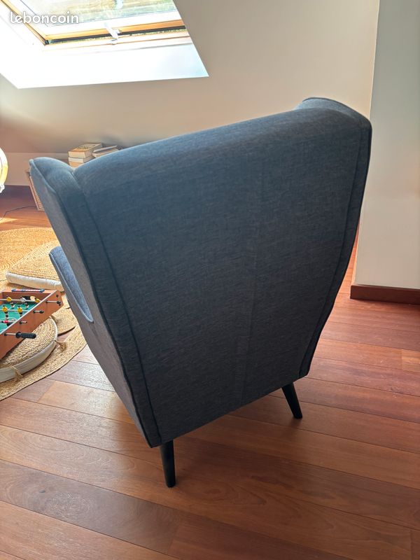 À vendre fauteuil salon en tissu gris anthracite (image 4)
