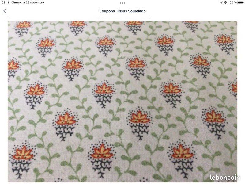 Coupon De Tissu Ancien Fleuri Campagne - Coton - Dimensions 117 X 130 Cm - Occasion Parfait état