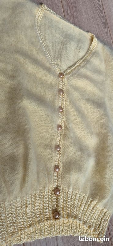 Pull Anny Blatt Pure Laine Beige Motifs Losanges - Léger, Poilu, Occasion Très Bon état