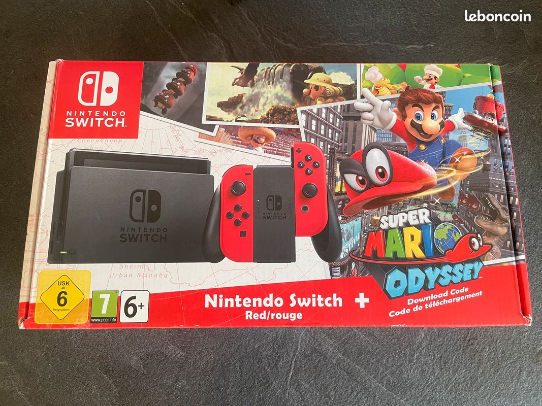 Nintendo SWITCH V1 Edition Limité Mario Odyssey +15 JEUX+Carte