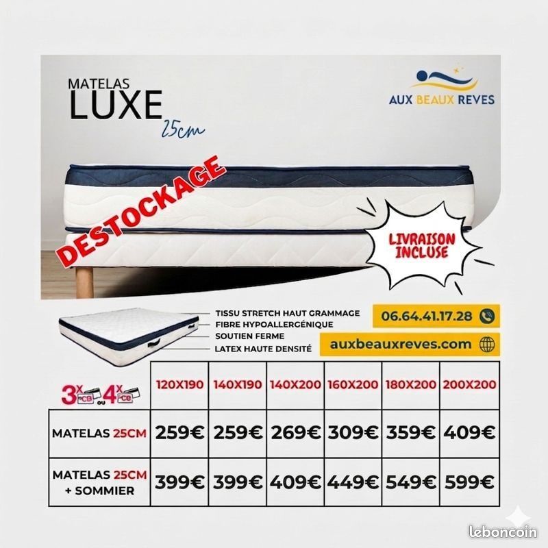 Liquidation Matelas sommier. Livraison offerte. Paiement 4x‍‍⁪⁢⁫⁪⁬⁯‌⁬⁪⁠⁯⁢⁫‌⁠⁭​​⁫⁭⁫⁯⁯⁬⁢⁭⁫⁯ (image 2)
