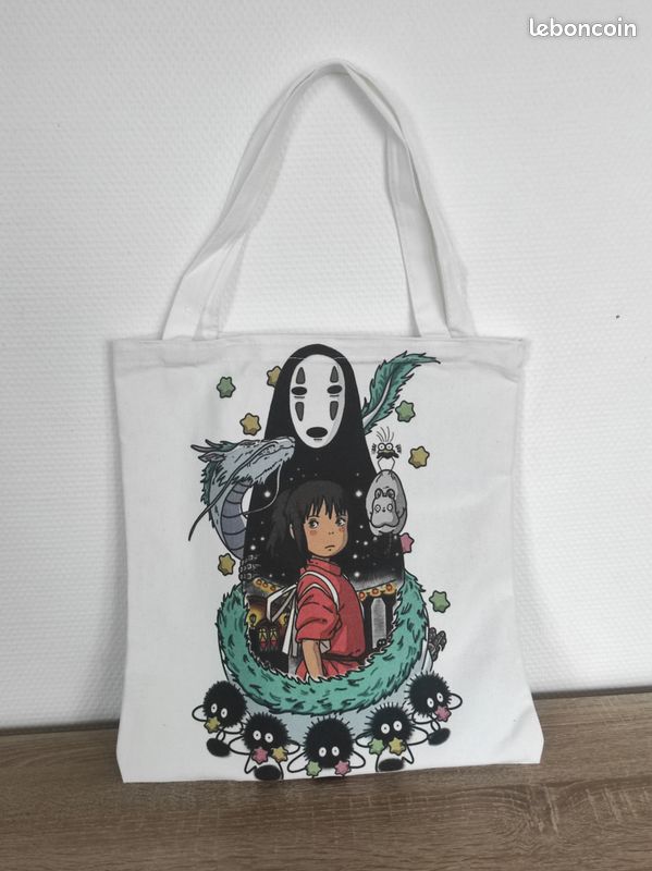 Tote bag blanc de Chihiro, sac double face de voyage de Chihiro de Hayao Miyazaki (image 12)