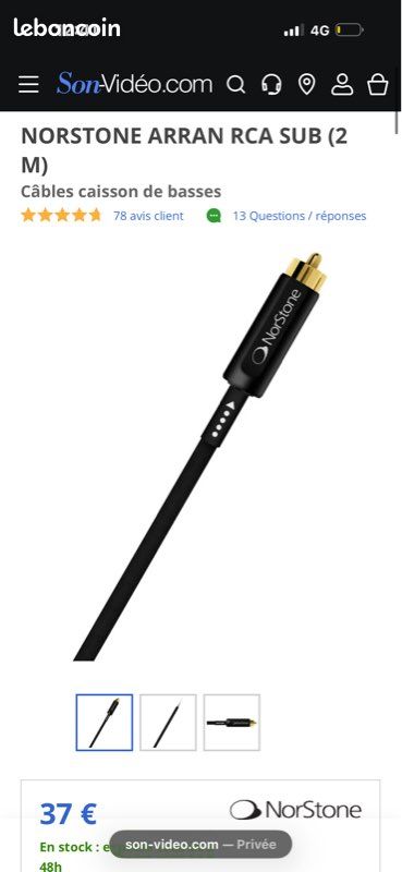 Câble RCA SUB 2m norStone (image 5)