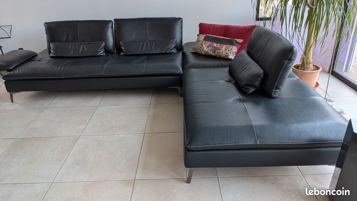 Achat SALON D'ANGLE ROCHE ET BOBOIS CUIR occasion - Ahuy