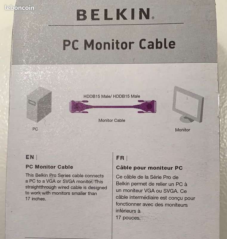 Câble pour moniteur PC, VGA ou SVGA, marque BELKIN (image 3)