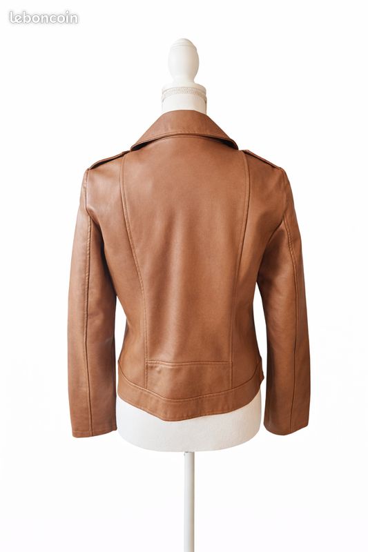 Veste 3/4 En Cuir Marque Camel Aventure - Taille 52 (L) - Années 90 - Très Chaude Laine - Occasion TBE