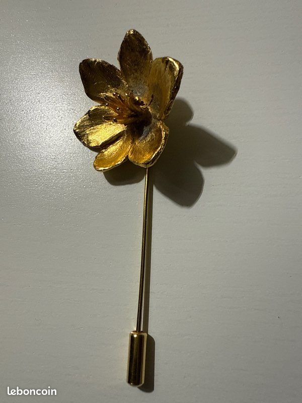 Ancienne broche, épingle à chapeau vintage dorée (image 2)