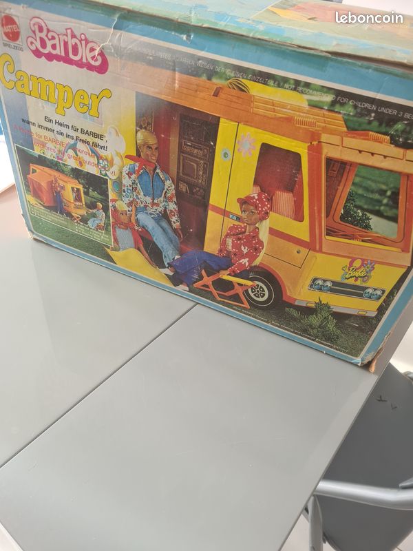 Camping-car Barbie Mattel Vintage Jaune - Années 70 - Incomplet Mais Sympa !