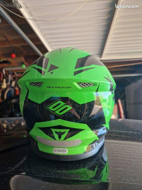 Casque moto cross vert et noir (image 2)