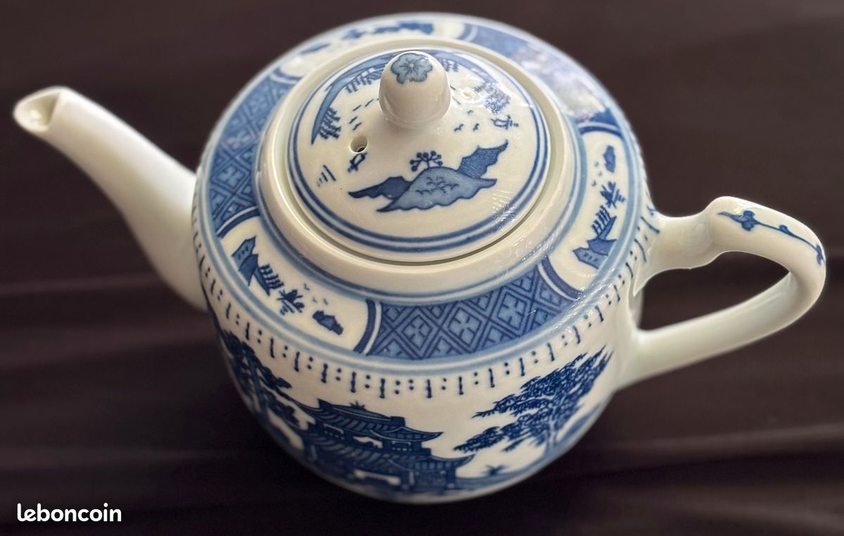 HEMOTON Pot Anse En Porcelaine Bleu Et Blanc Théière De Style Rétro