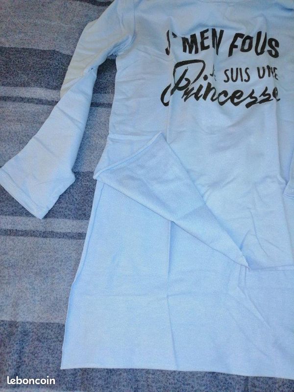 Sweat tunique à capuche bleu clair, taille s (image 2)
