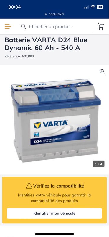 Batterie Voiture 60AH D24 VARTA blue dynamic 540A Neuf 2023