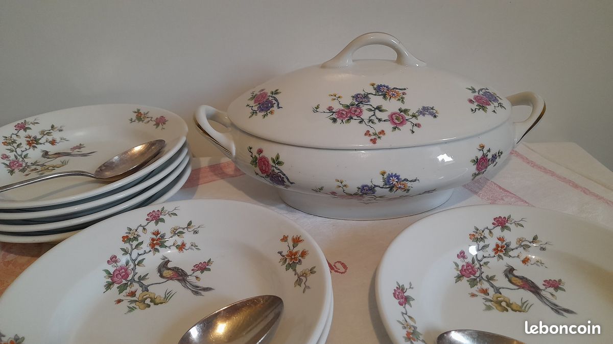 Superbes sept anciennes assiettes creuses Fonteyne la Rochelle Véritable porcelaine extra dure en excellent état (image 14)