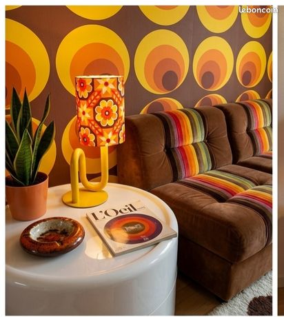 Lampe orange « ère spatiale » vintage, vers 1970