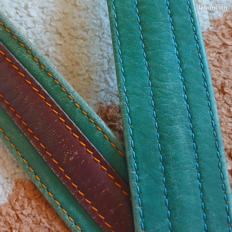 Sac Longchamp Vintage Authentique - Toile Tissée Marron & Bleu (image 13)