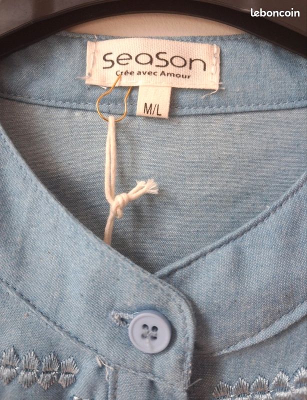 Jolie chemise brodée SEASON taille M/L (image 2)