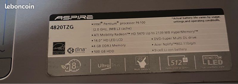 Notebook Acer Aspire TimelineX 4820TZG (image 5)