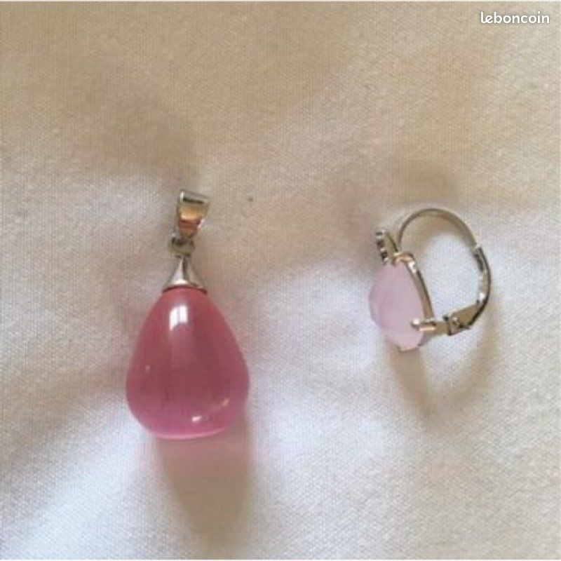 Pendentif argent et pierre rose (image 2)