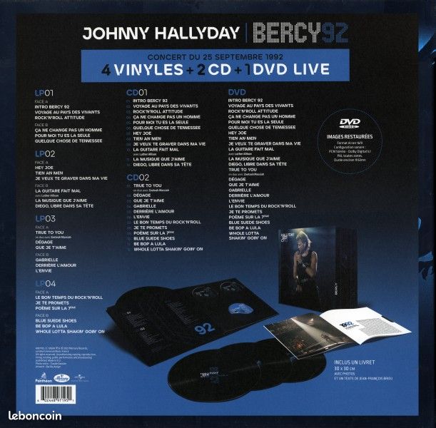 Johnny Hallyday Bercy 92 4LP+2CD+1DVD Coffret Collector Edition Limitée Neuf (image 2)
