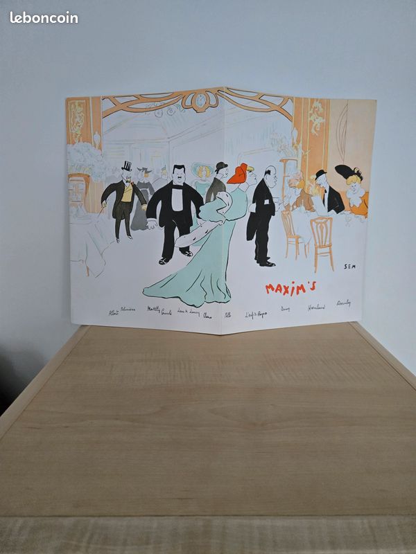 Grande Carte Menu Vintage Maxim’s De Paris – Années 80 – Collector, état Neuf