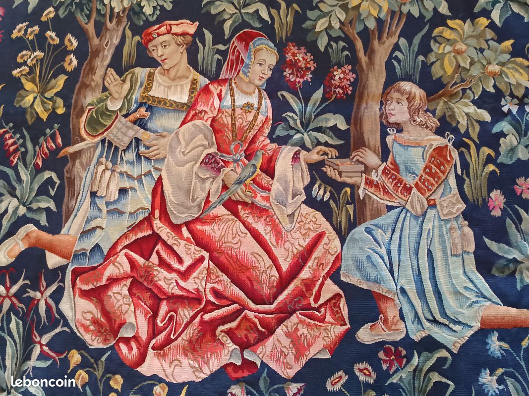Grande tapisserie Jules Pansu – « La Dame au coffret » – Point d’Halluin (image 12)