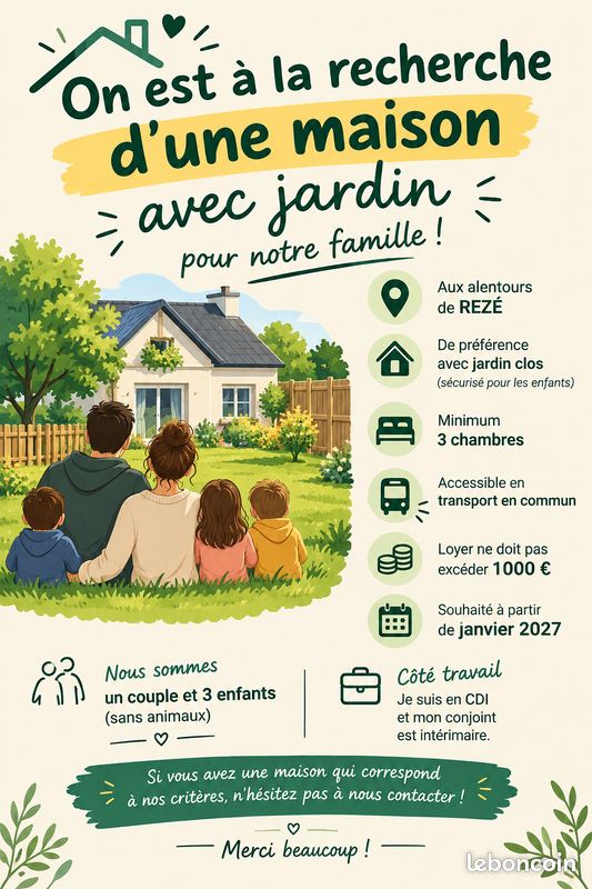Maison 4 pièces 80 m² · à Rezé · 80 m² · 1 050 €/mois
