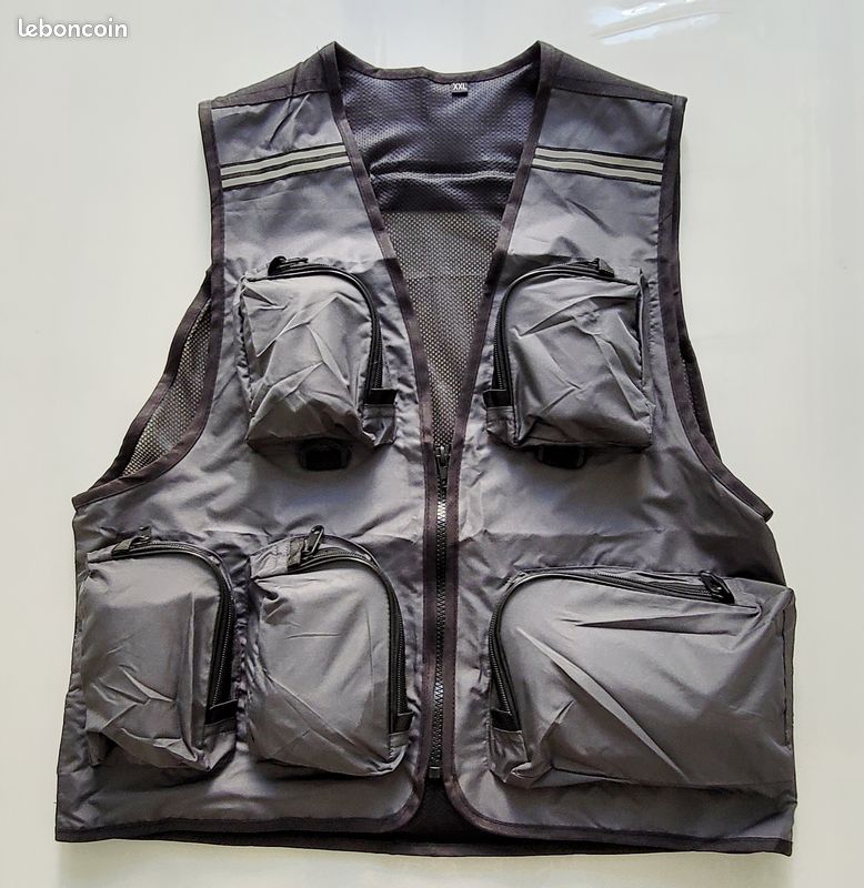 Gilet de pêche gilet de de pêche respirant avec poches à fermeture O0Z4