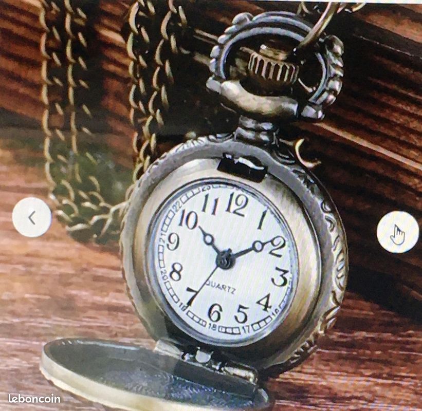 Montre Gousset Vintage Motif Aigle - Boîtier Doré 45mm - Mouvement Quartz - Chaînette Dorée