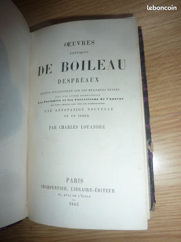 Oeuvres poétiques de Boileau despréaux Charpentier 1865 (image 5)