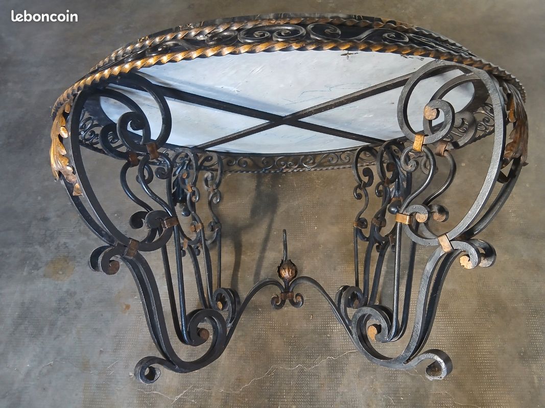 Table basse en marbre et fer forgé (image 3)