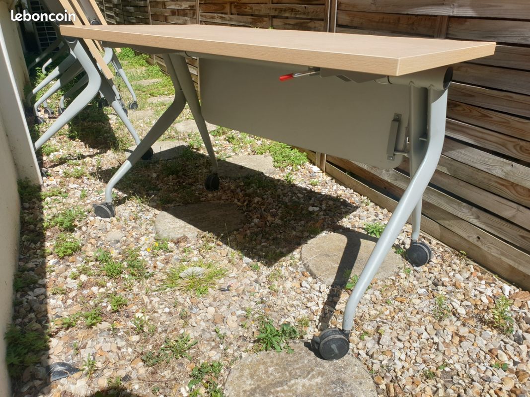 Table de bureau pliante bois et metal (image 3)