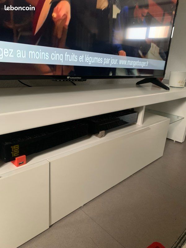 Meuble blanc laqué télévision neuf (image 2)