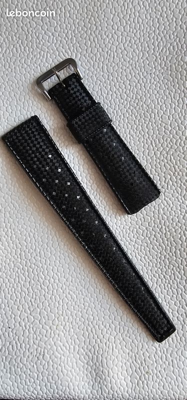 Bracelet Tropic Vintage En Caoutchouc Noir - Largeur 16 Mm - Pour Montre - Bon état