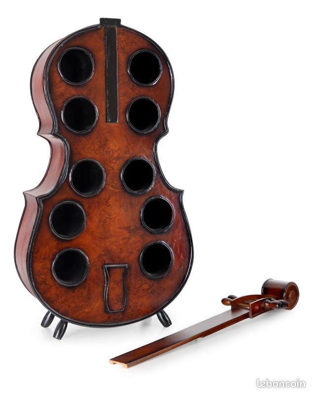 Porte-bouteilles violoncelle 10 bouteilles – Aspect ronce de bois, hauteur 135 cm (image 4)