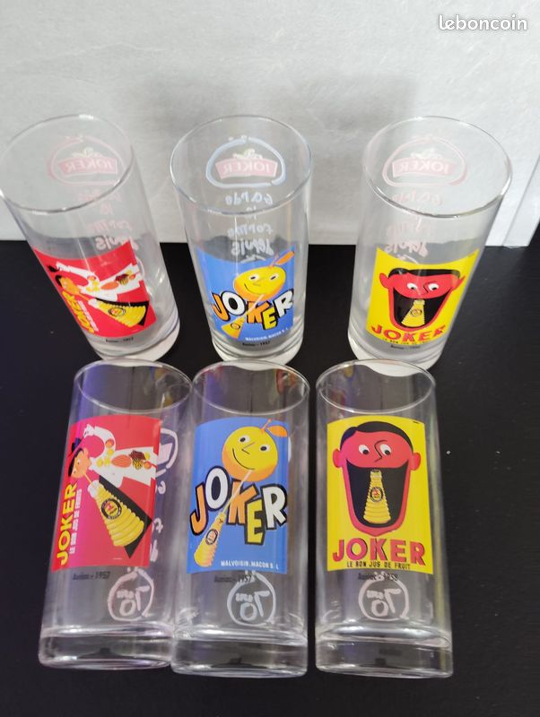 Lot De 6 Verres Joker – 80 Ans De Bonne Humeur – Collection – Rouges
