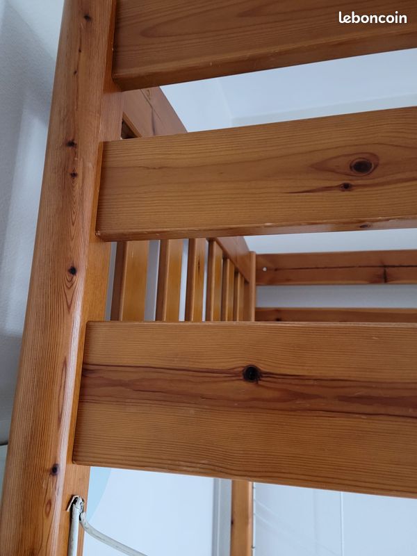 Lit Mezzanine Adulte Donnell en Bois de Pin massif avec Matelas