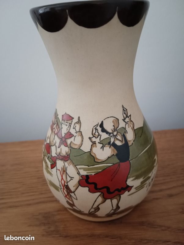 Beau Vase En Céramique Basque Signé Gaïtaud.R Grès D’art Danseuse (image 3)
