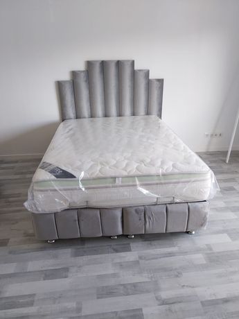 Cadre de lit 2 places en velours avec ou sans sommier – VENISE GRIS
